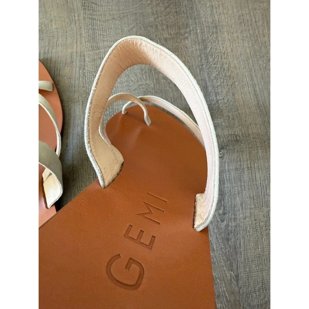 M.Gemi Beige Suede Leather Strappy Slide Sandals Made in Italy Womens Size 11/42